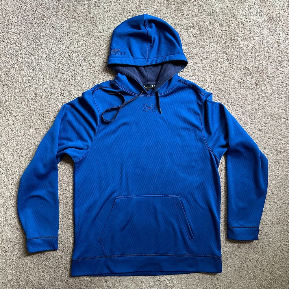 Under Armour Sweatshirt Mens Large Hoodie Pullover Blue Long Sleeve Pockets